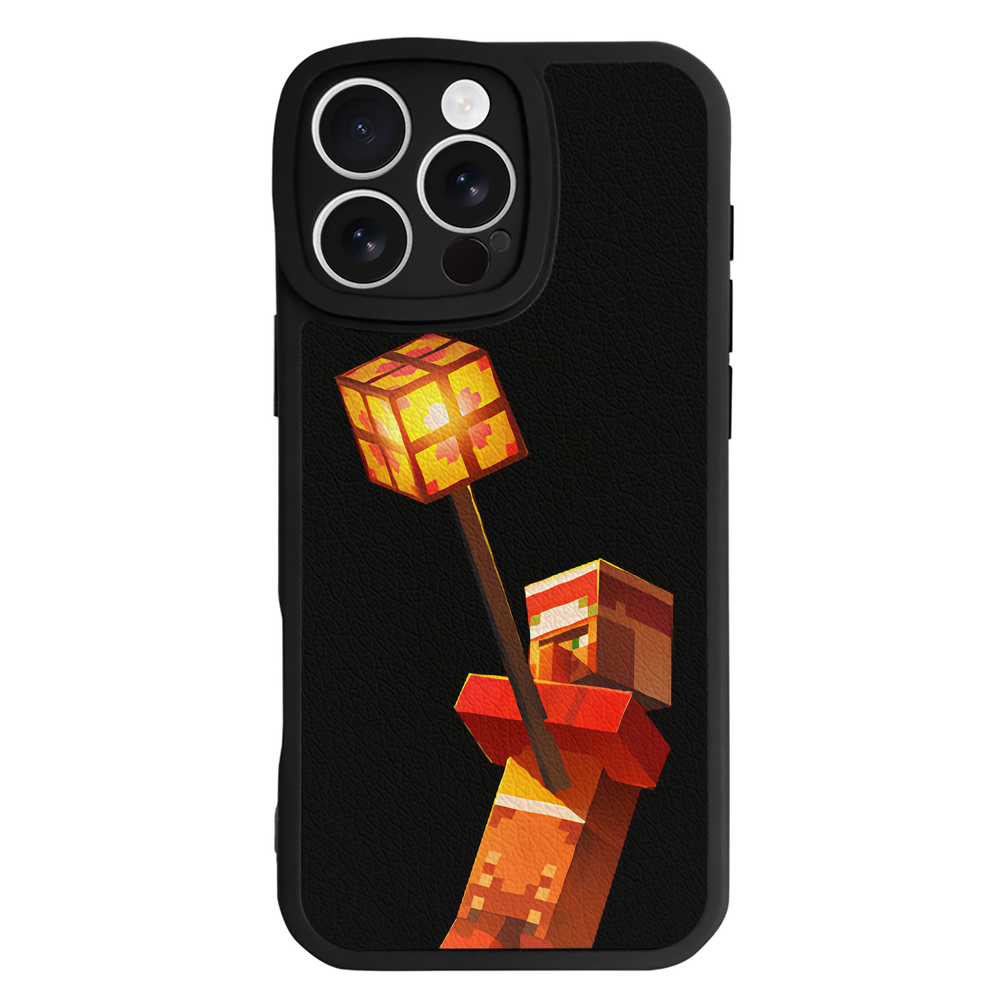 （画像用） マインクラフト ブロックの世界 Minecraft MC Block world 【iPhone 16シリーズ対応】シリコンスマホケース（レザー調） 材質：シリコン